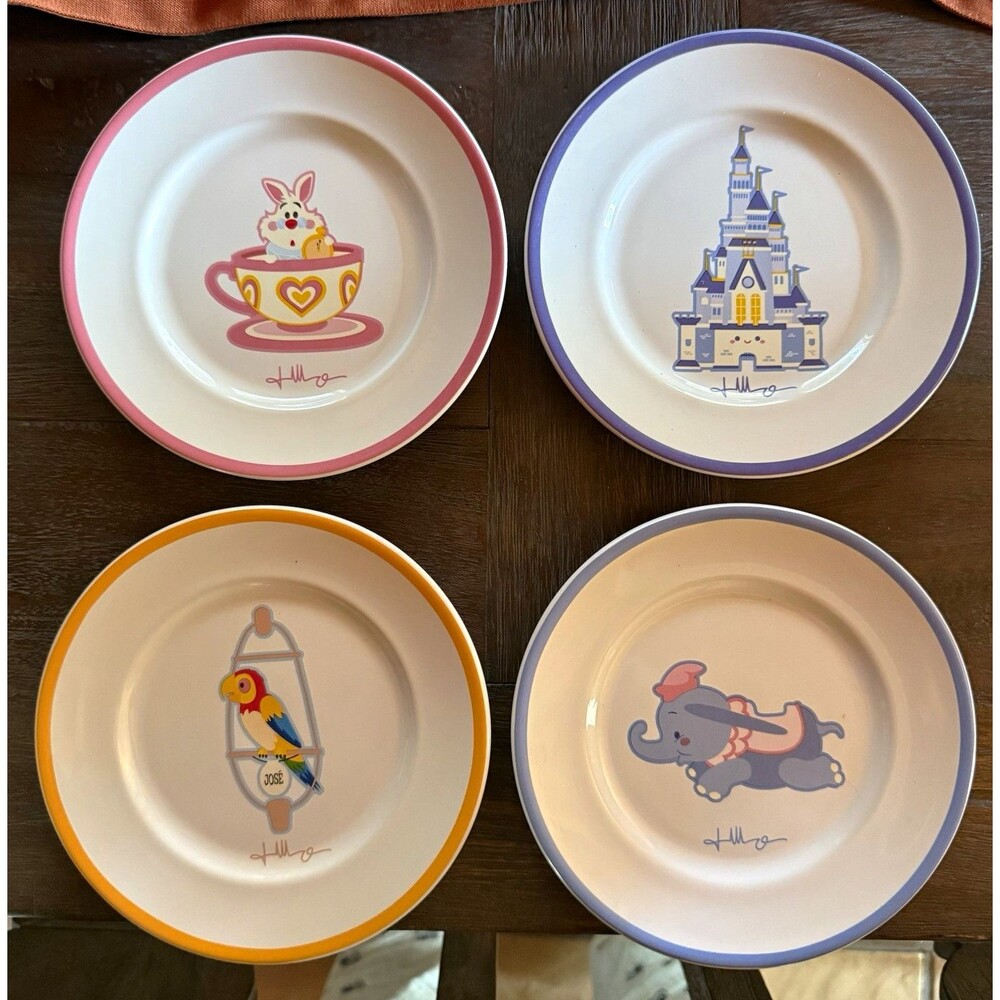 Disney Parks Jerrod Maruyama Magic Kingdom Icons Dessert Plates Set of 4